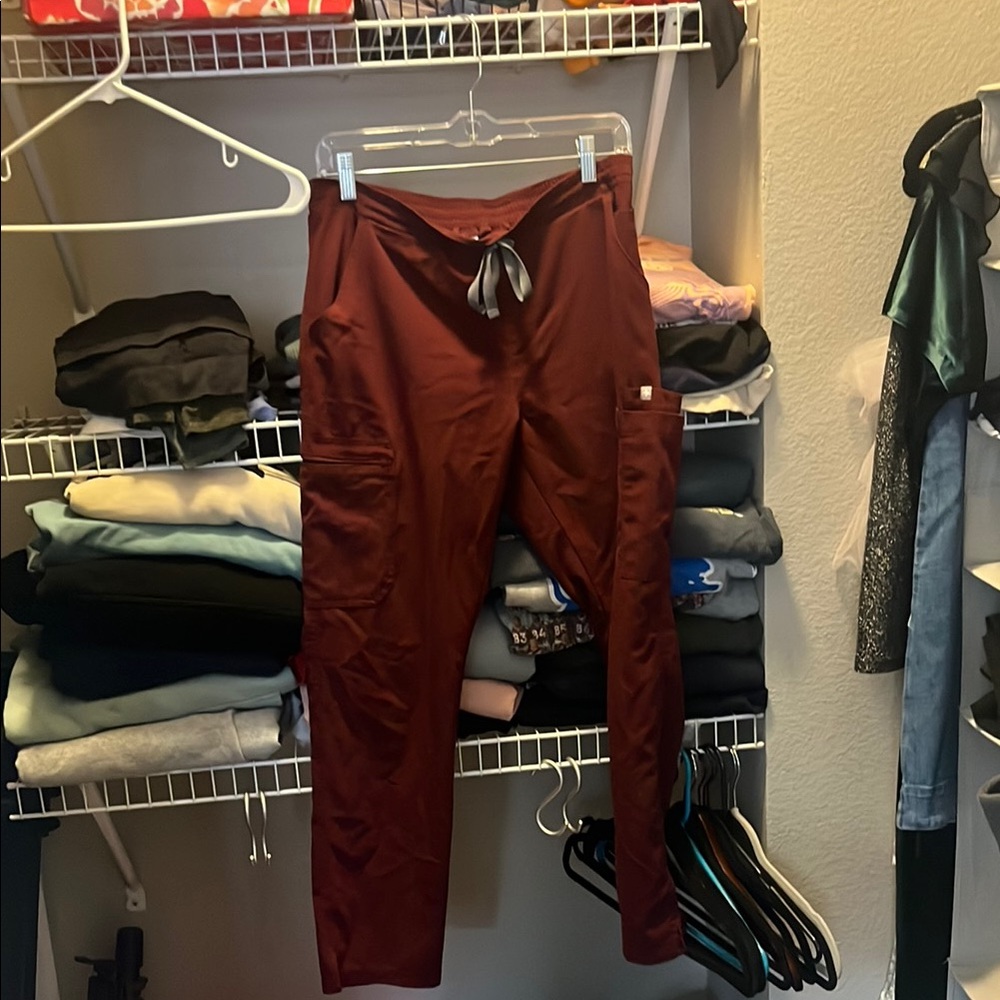 Women's FIGS Burgundy Scrub Pants
